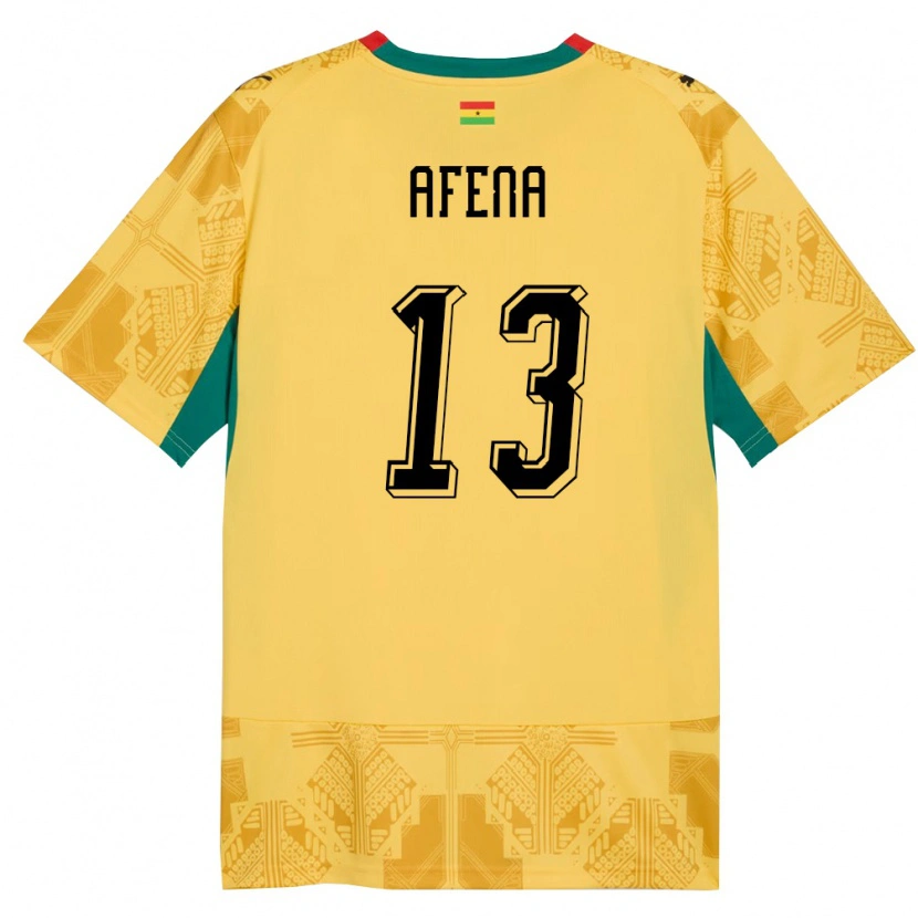 Danxen Mujer Camiseta Ghana Felix Afena-Gyan #13 Amarillo Rojo Negro 2ª Equipación 26-28 La Camisa