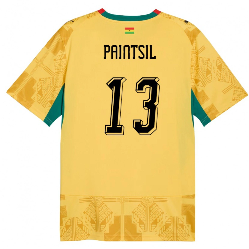Danxen Mujer Camiseta Ghana Joseph Paintsil #13 Amarillo Rojo Negro 2ª Equipación 26-28 La Camisa