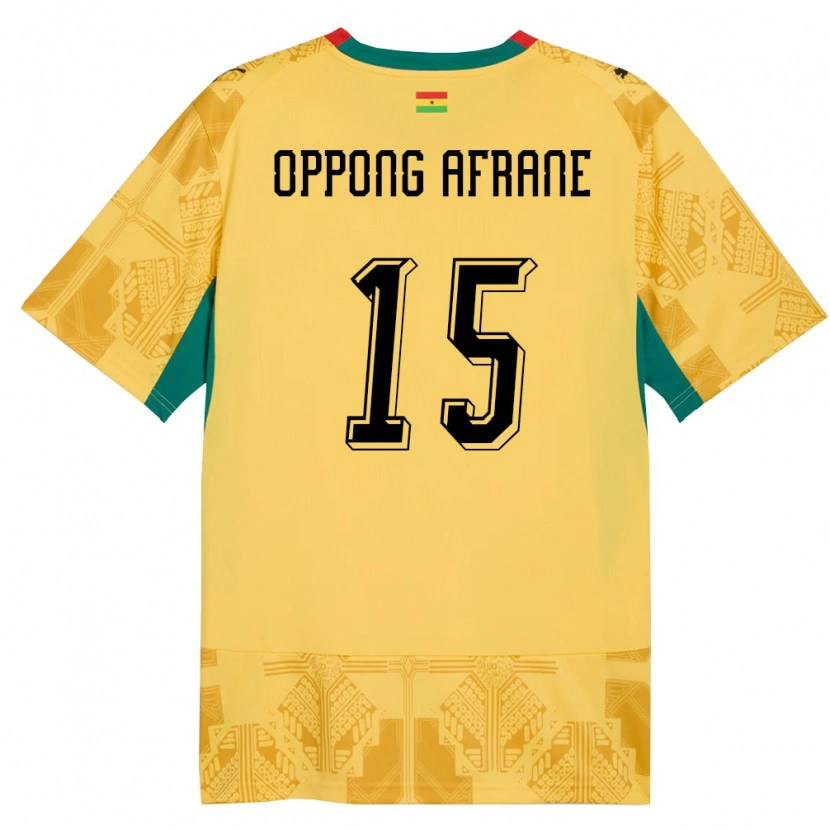 Danxen Mujer Camiseta Ghana David Oppong Afrane #15 Amarillo Rojo Negro 2ª Equipación 26-28 La Camisa