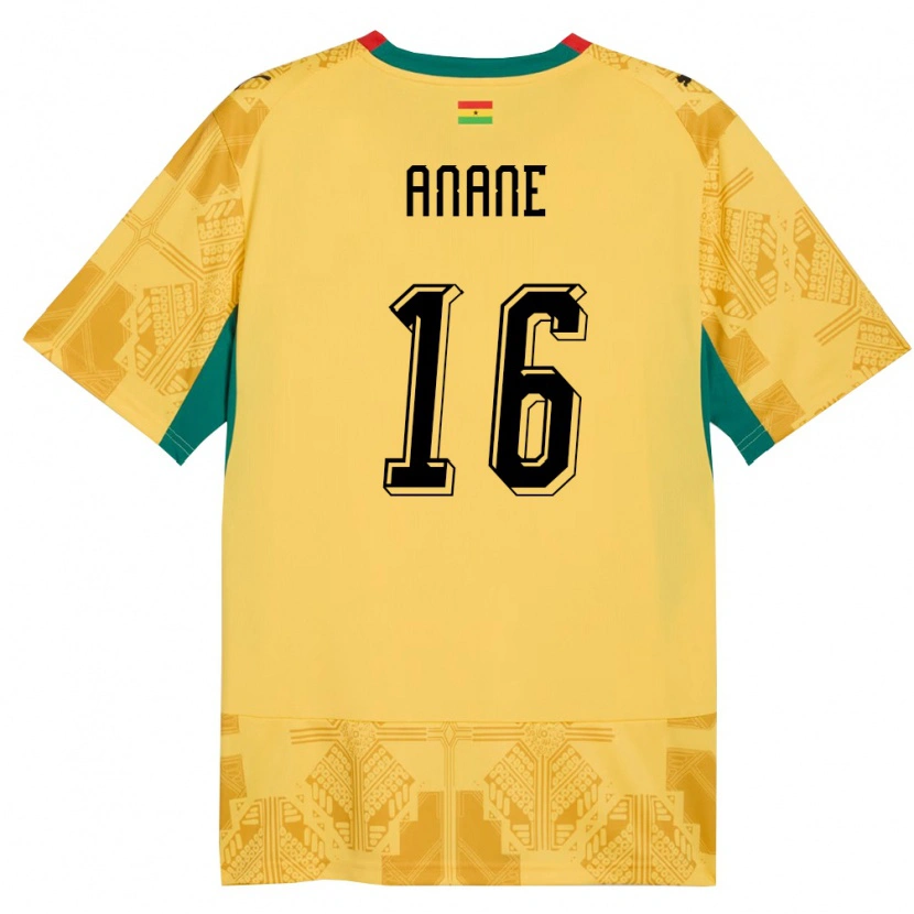 Danxen Mujer Camiseta Ghana Vincent Anane #16 Amarillo Rojo Negro 2ª Equipación 26-28 La Camisa