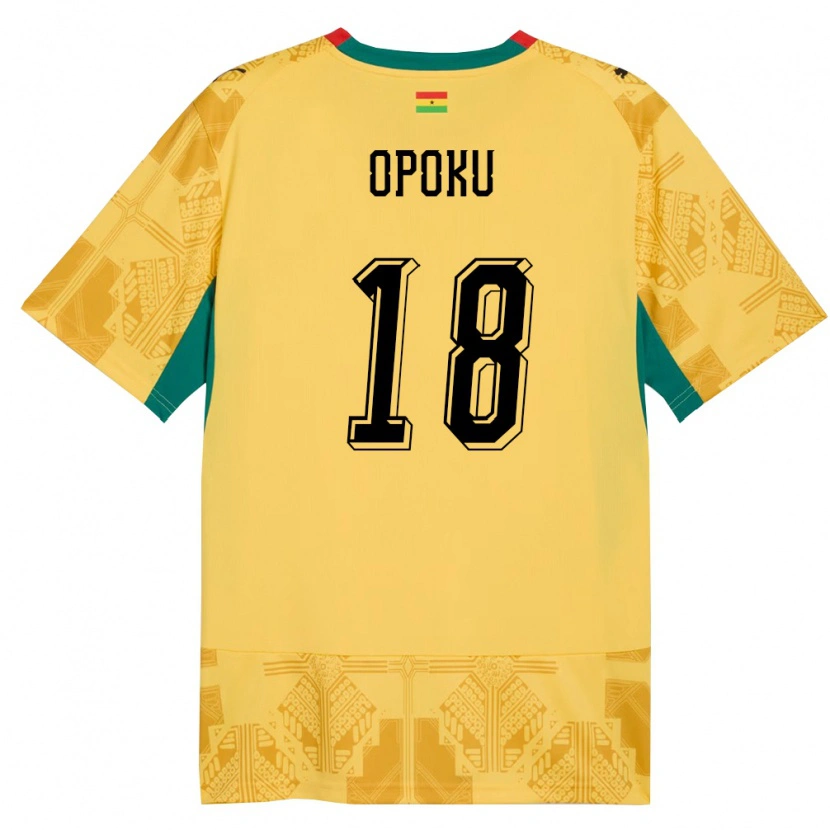 Danxen Mujer Camiseta Ghana Jerome Opoku #18 Amarillo Rojo Negro 2ª Equipación 26-28 La Camisa