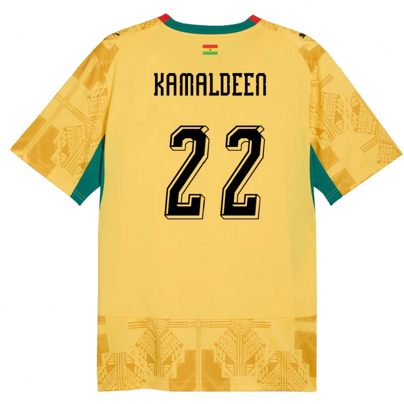 Danxen Mujer Camiseta Ghana Kamaldeen Sulemana #22 Amarillo Rojo Negro 2ª Equipación 26-28 La Camisa
