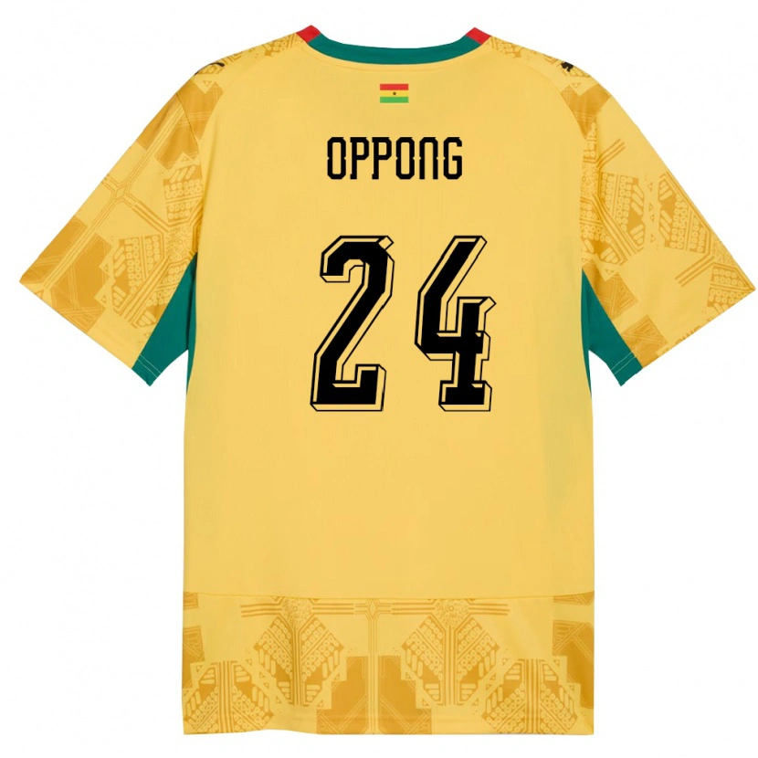 Danxen Mujer Camiseta Ghana Kojo Peprah Oppong #24 Amarillo Rojo Negro 2ª Equipación 26-28 La Camisa
