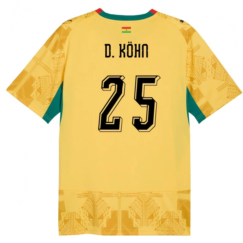 Danxen Mujer Camiseta Ghana Derrick Köhn #25 Amarillo Rojo Negro 2ª Equipación 26-28 La Camisa