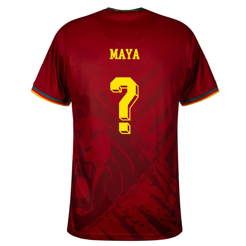 Danxen Mujer Camiseta Camerún François Maya #0 Rojo Oscuro Verde Amarillo 2ª Equipación 26-28 La Camisa