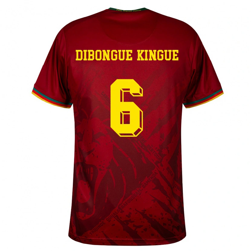 Danxen Mujer Camiseta Camerún Gael Dibongue Kingue #6 Rojo Oscuro Verde Amarillo 2ª Equipación 26-28 La Camisa