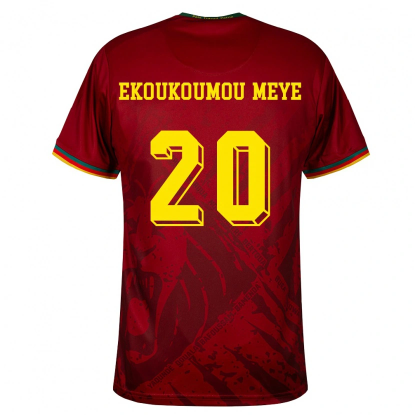 Danxen Mujer Camiseta Camerún Ivan Donald Ekoukoumou Meye #20 Rojo Oscuro Verde Amarillo 2ª Equipación 26-28 La Camisa