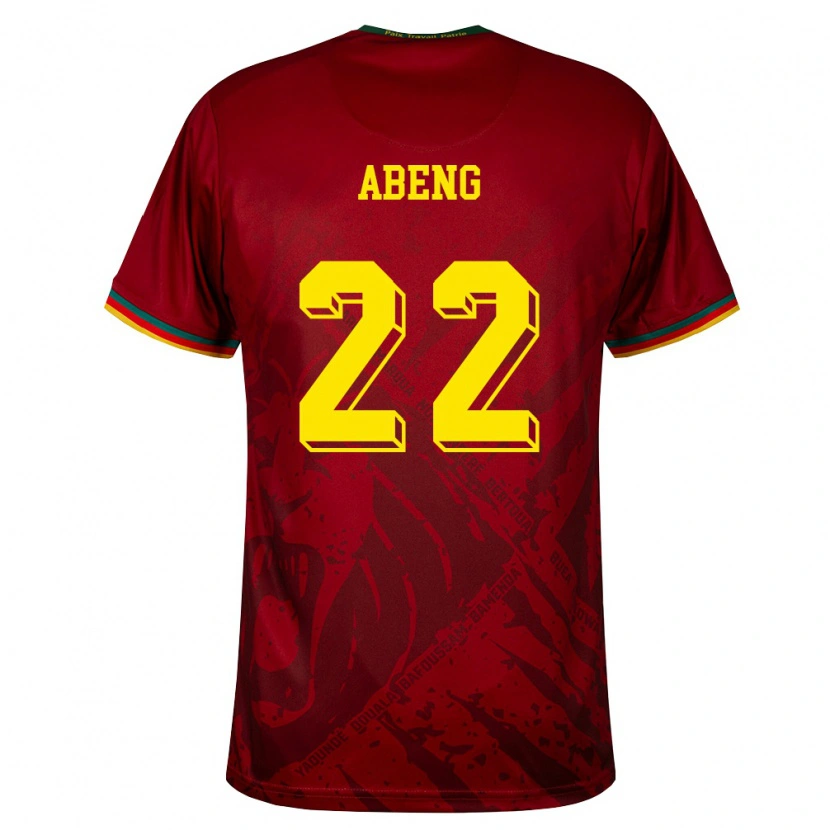 Danxen Mujer Camiseta Camerún Julliard Abeng #22 Rojo Oscuro Verde Amarillo 2ª Equipación 26-28 La Camisa
