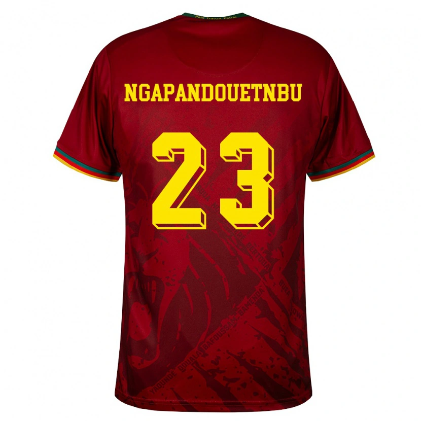 Danxen Mujer Camiseta Camerún Simon Ngapandouetnbu #23 Rojo Oscuro Verde Amarillo 2ª Equipación 26-28 La Camisa