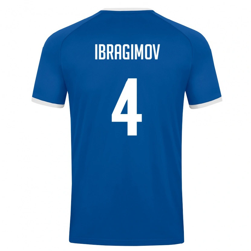 Danxen Niño Camiseta Uzbekistán Sunnat Ibragimov #4 Azul Real Blanco 1ª Equipación 26-28 La Camisa