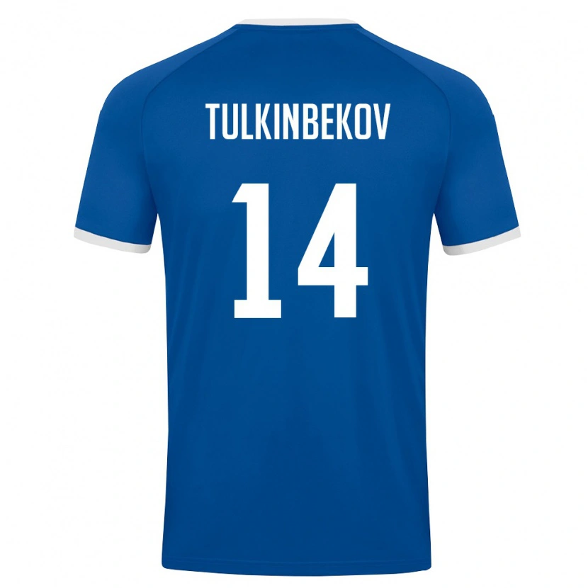 Danxen Niño Camiseta Uzbekistán Azizbek Tulkinbekov #14 Azul Real Blanco 1ª Equipación 26-28 La Camisa