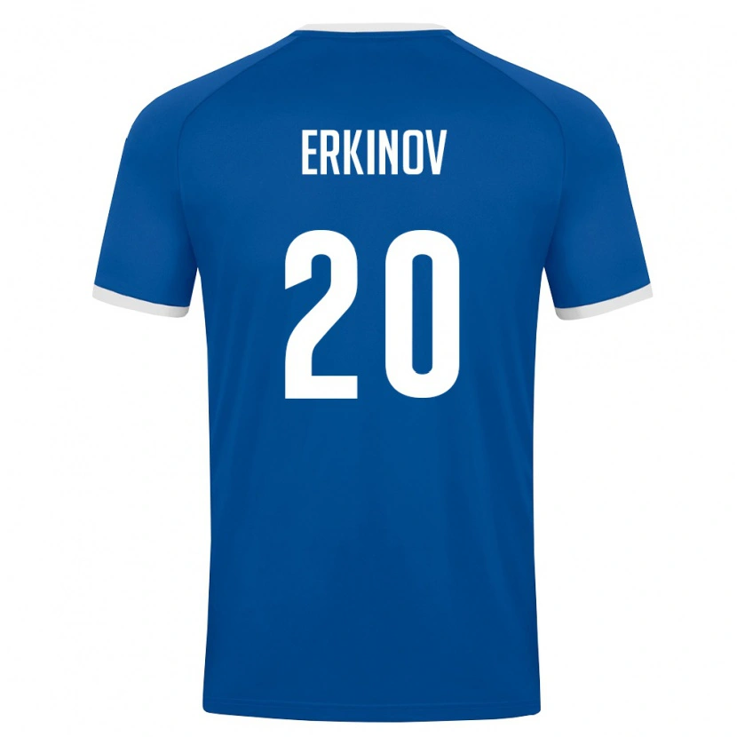 Danxen Niño Camiseta Uzbekistán Khozhimat Erkinov #20 Azul Real Blanco 1ª Equipación 26-28 La Camisa