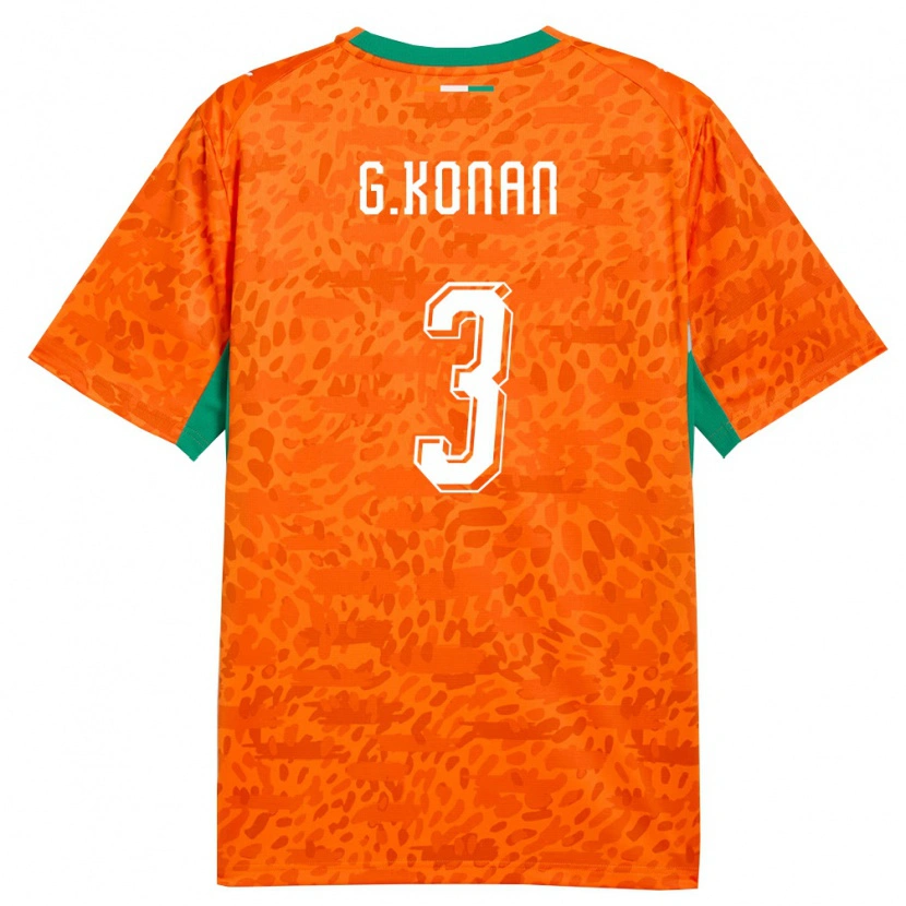 Danxen Niño Camiseta Costa De Marfil Ghislain Konan #3 Naranja Verde Blanco 1ª Equipación 26-28 La Camisa