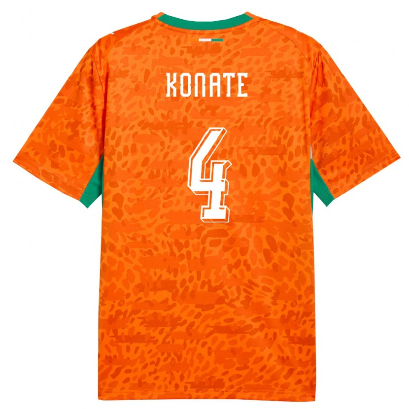 Danxen Niño Camiseta Costa De Marfil Samba Konate #4 Naranja Verde Blanco 1ª Equipación 26-28 La Camisa