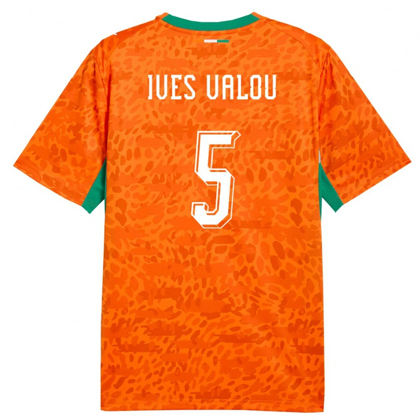 Danxen Niño Camiseta Costa De Marfil Jean Ives Valou #5 Naranja Verde Blanco 1ª Equipación 26-28 La Camisa