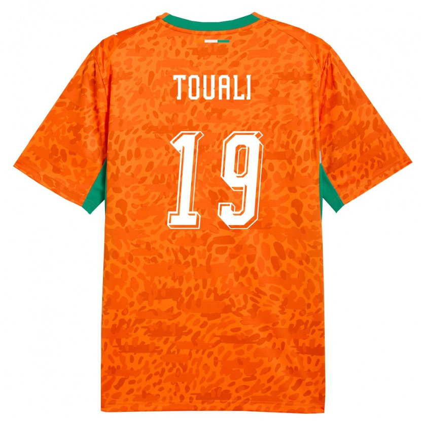Danxen Niño Camiseta Costa De Marfil Tape Touali #19 Naranja Verde Blanco 1ª Equipación 26-28 La Camisa