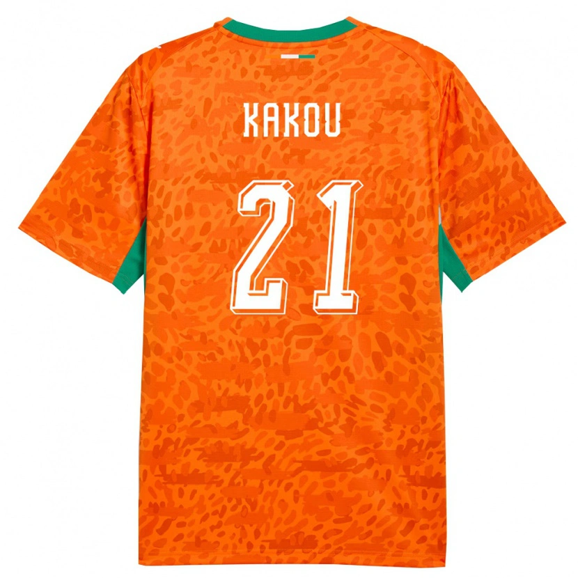 Danxen Niño Camiseta Costa De Marfil Emmanuel Kakou #21 Naranja Verde Blanco 1ª Equipación 26-28 La Camisa