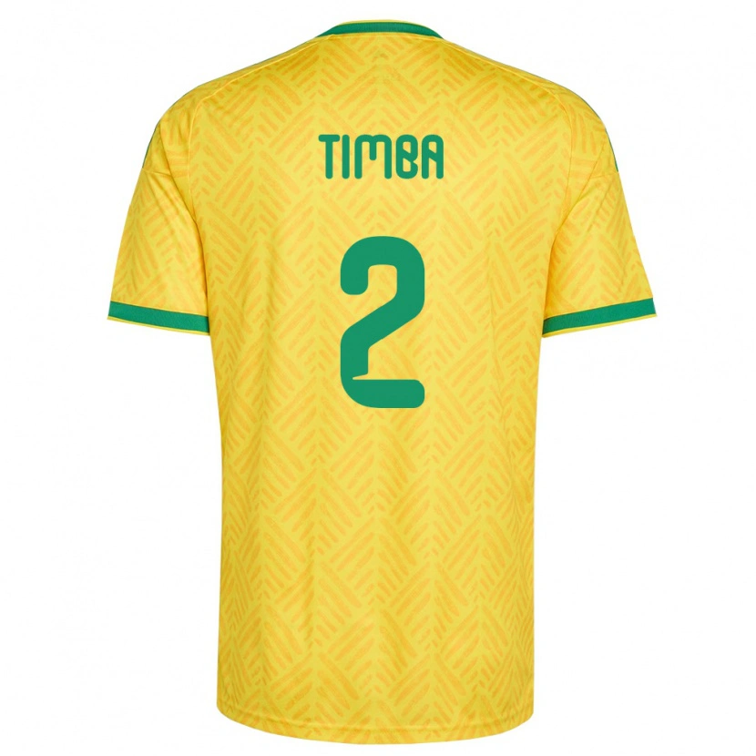 Danxen Niño Camiseta Sudáfrica Sifiso Timba #2 Amarillo Verde 1ª Equipación 26-28 La Camisa