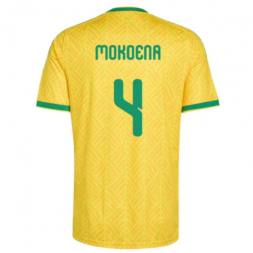 Danxen Niño Camiseta Sudáfrica Teboho Mokoena #4 Amarillo Verde 1ª Equipación 26-28 La Camisa