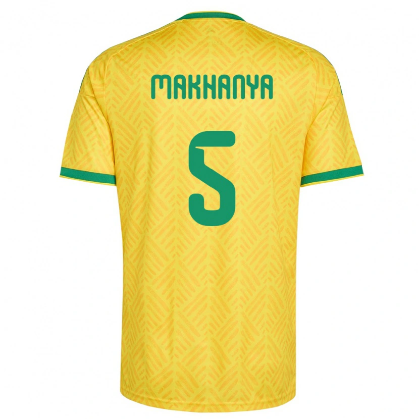 Danxen Niño Camiseta Sudáfrica Olwethu Makhanya #5 Amarillo Verde 1ª Equipación 26-28 La Camisa