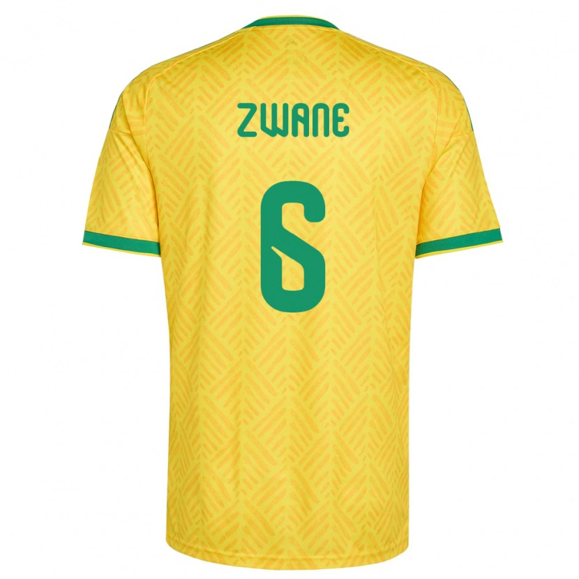 Danxen Niño Camiseta Sudáfrica Samkelo Zwane #6 Amarillo Verde 1ª Equipación 26-28 La Camisa