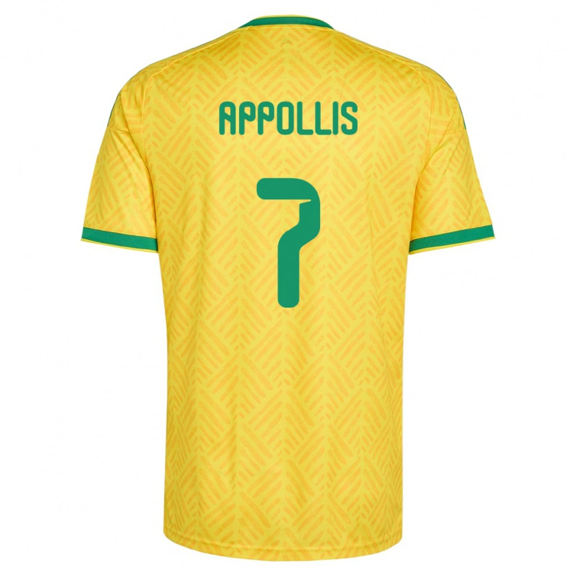 Danxen Niño Camiseta Sudáfrica Oswin Appollis #7 Amarillo Verde 1ª Equipación 26-28 La Camisa