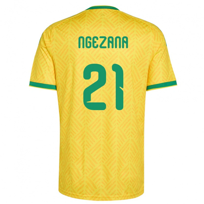 Danxen Niño Camiseta Sudáfrica Siyabonga Ngezana #21 Amarillo Verde 1ª Equipación 26-28 La Camisa