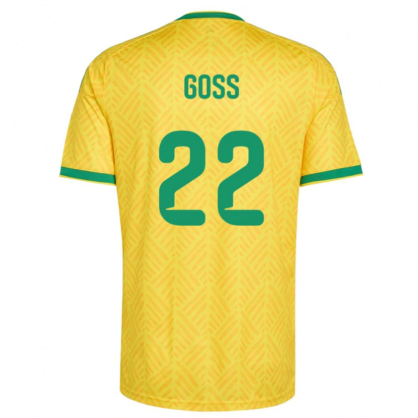 Danxen Niño Camiseta Sudáfrica Ricardo Goss #22 Amarillo Verde 1ª Equipación 26-28 La Camisa