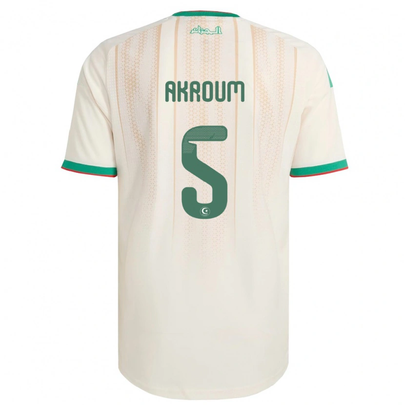 Danxen Niño Camiseta Argelia Youcef Akroum #5 Marfil Verde Rojo 1ª Equipación 26-28 La Camisa