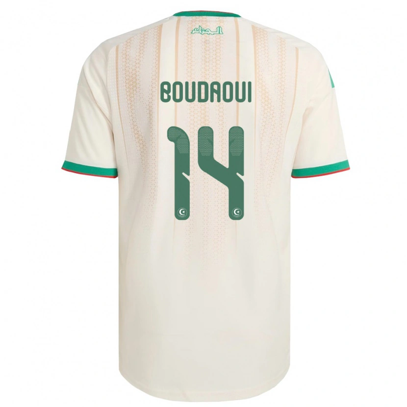 Danxen Niño Camiseta Argelia Hicham Boudaoui #14 Marfil Verde Rojo 1ª Equipación 26-28 La Camisa