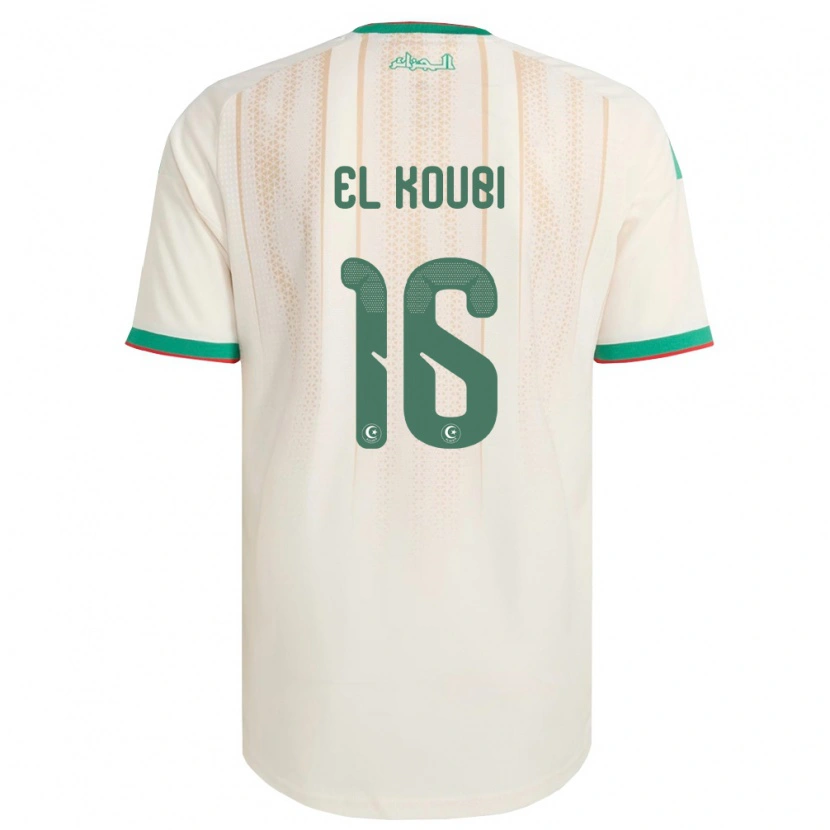 Danxen Niño Camiseta Argelia Mohammed El Koubi #16 Marfil Verde Rojo 1ª Equipación 26-28 La Camisa