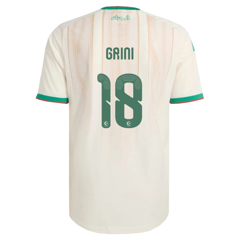 Danxen Niño Camiseta Argelia Ilyes Grini #18 Marfil Verde Rojo 1ª Equipación 26-28 La Camisa