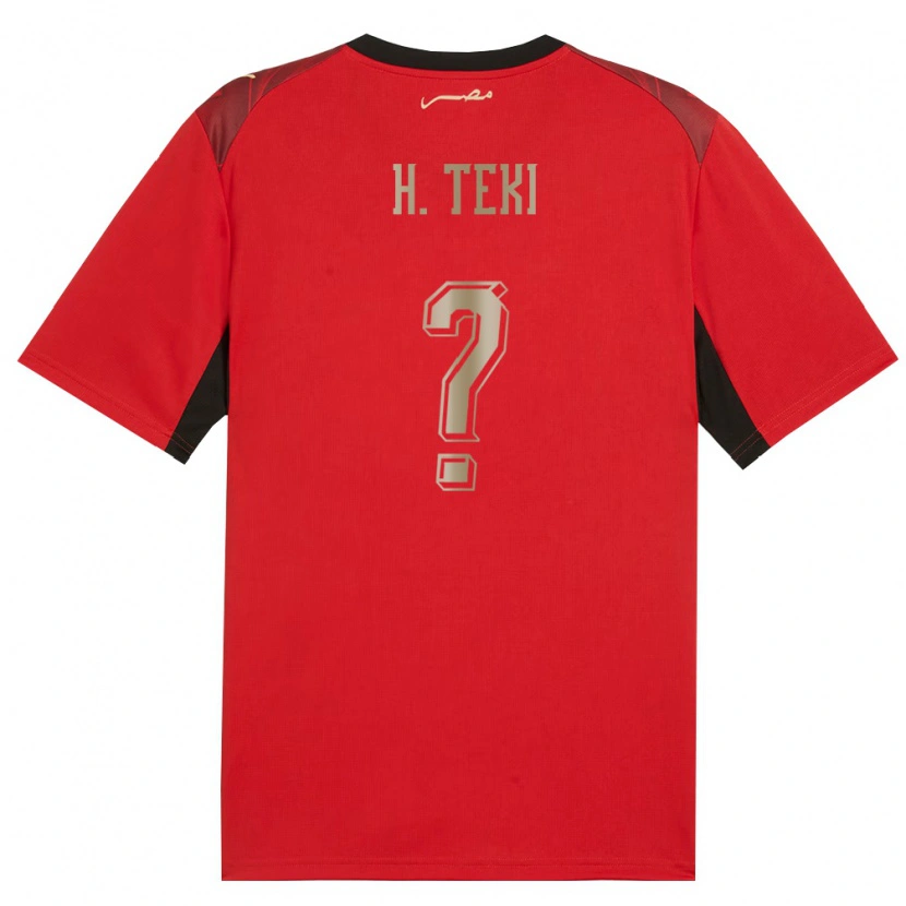Danxen Niño Camiseta Egipto Hossam Ashour El Teki #0 Rojo Negro Oro 1ª Equipación 26-28 La Camisa