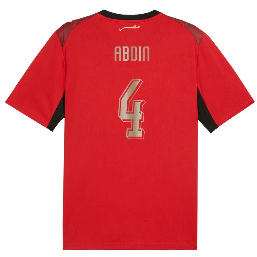 Danxen Niño Camiseta Egipto Ahmed Abdin #4 Rojo Negro Oro 1ª Equipación 26-28 La Camisa