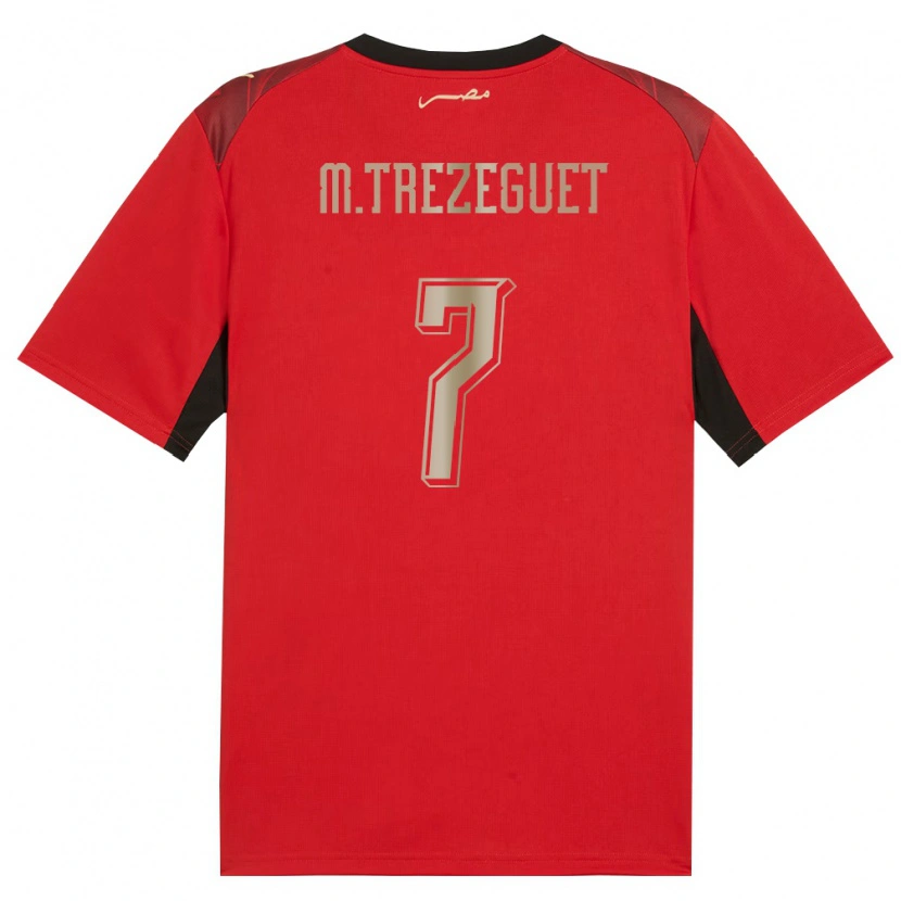 Danxen Niño Camiseta Egipto Trezeguet #7 Rojo Negro Oro 1ª Equipación 26-28 La Camisa