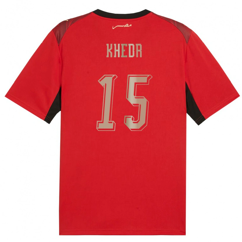 Danxen Niño Camiseta Egipto Omar Khedr #15 Rojo Negro Oro 1ª Equipación 26-28 La Camisa