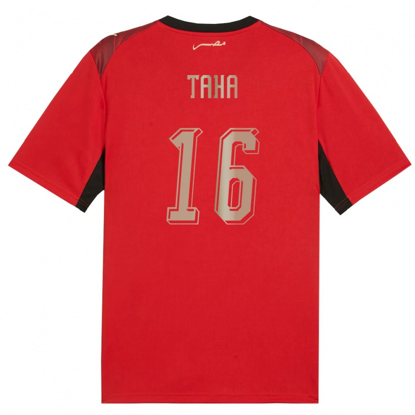 Danxen Niño Camiseta Egipto Amr Taha #16 Rojo Negro Oro 1ª Equipación 26-28 La Camisa