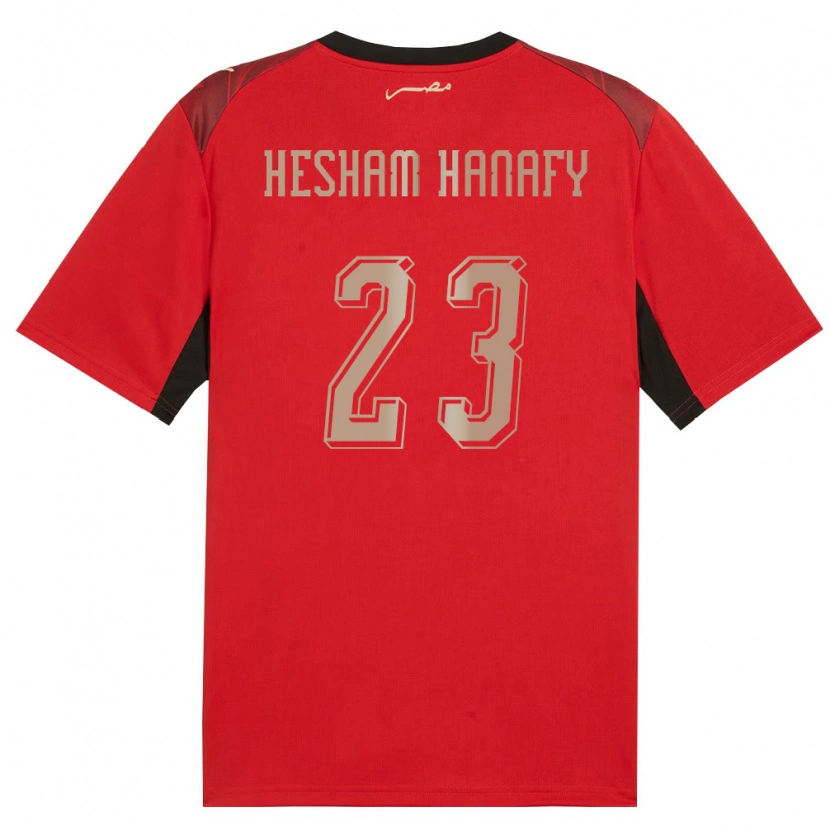 Danxen Niño Camiseta Egipto Yassin Hesham Hanafy #23 Rojo Negro Oro 1ª Equipación 26-28 La Camisa