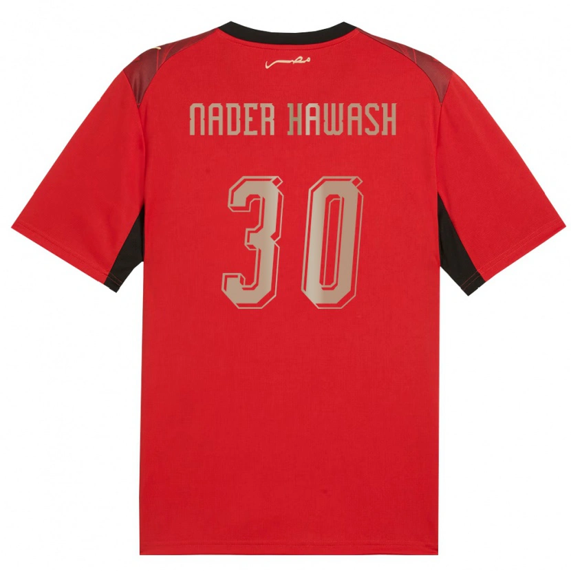 Danxen Niño Camiseta Egipto Ahmed Nader Hawash #30 Rojo Negro Oro 1ª Equipación 26-28 La Camisa