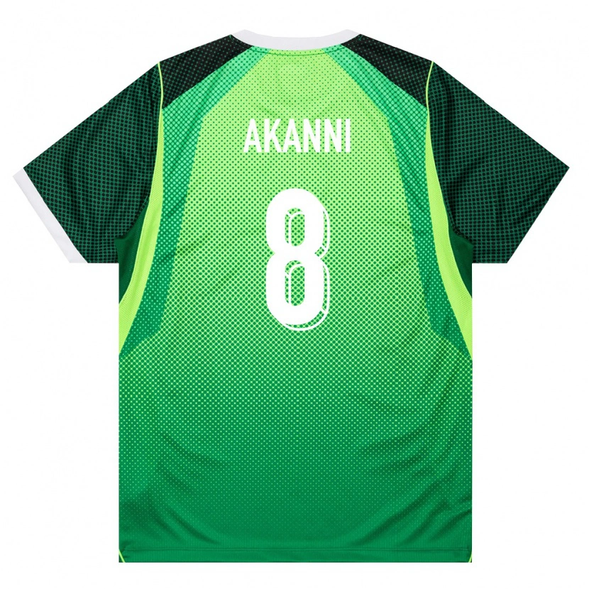 Danxen Niño Camiseta Nigeria Qudus Akanni #8 Verde Blanco 1ª Equipación 26-28 La Camisa