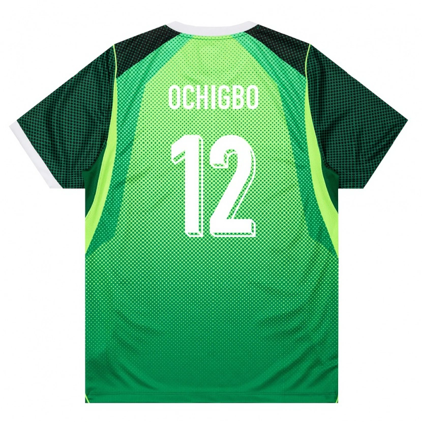 Danxen Niño Camiseta Nigeria Edward Ochigbo #12 Verde Blanco 1ª Equipación 26-28 La Camisa