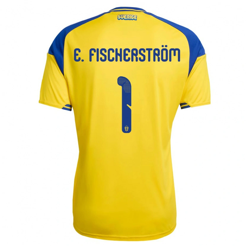 Danxen Niño Camiseta Suecia Elton Fischerström Opancar #1 Amarillo Azul Blanco 1ª Equipación 26-28 La Camisa
