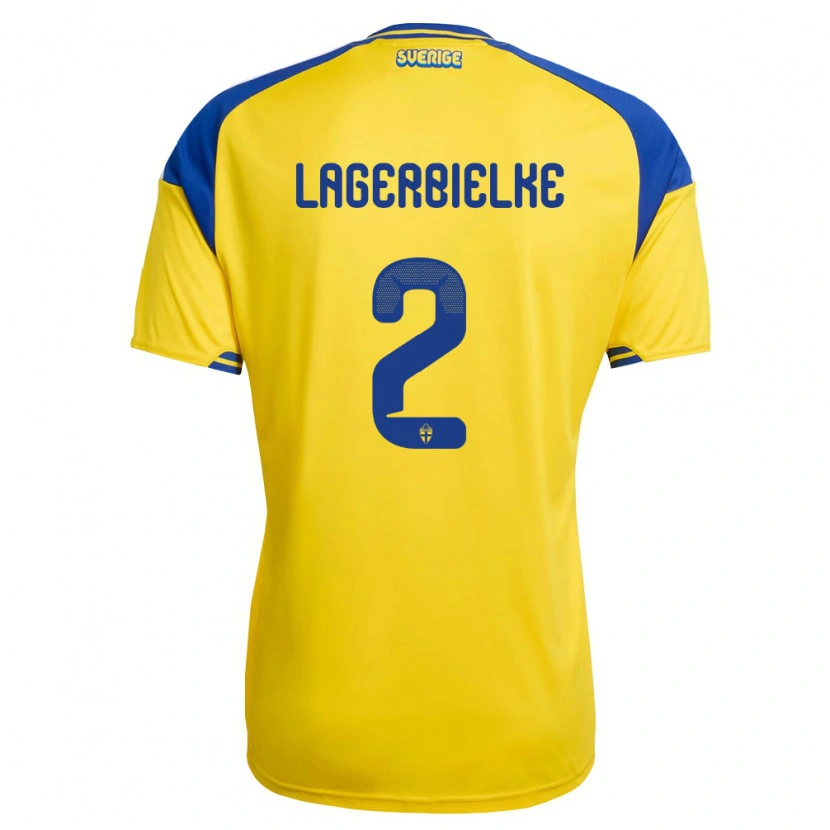 Danxen Niño Camiseta Suecia Gustaf Lagerbielke #2 Amarillo Azul Blanco 1ª Equipación 26-28 La Camisa