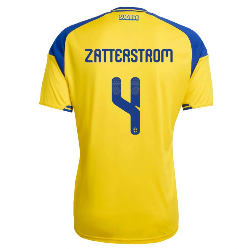 Danxen Niño Camiseta Suecia Nils Zätterström #4 Amarillo Azul Blanco 1ª Equipación 26-28 La Camisa