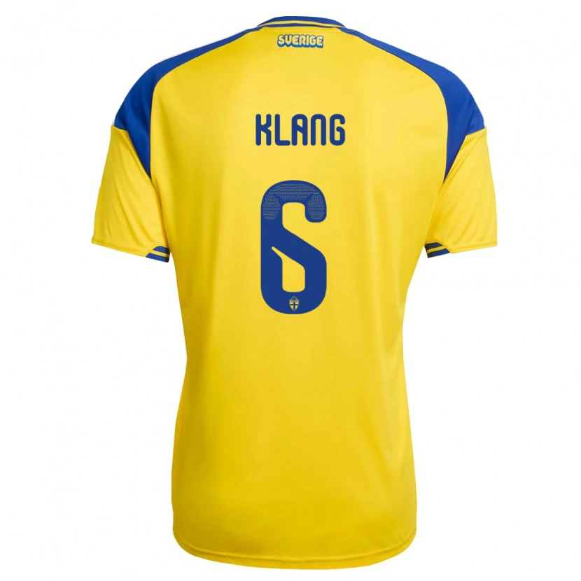 Danxen Niño Camiseta Suecia Oliver Klang #6 Amarillo Azul Blanco 1ª Equipación 26-28 La Camisa