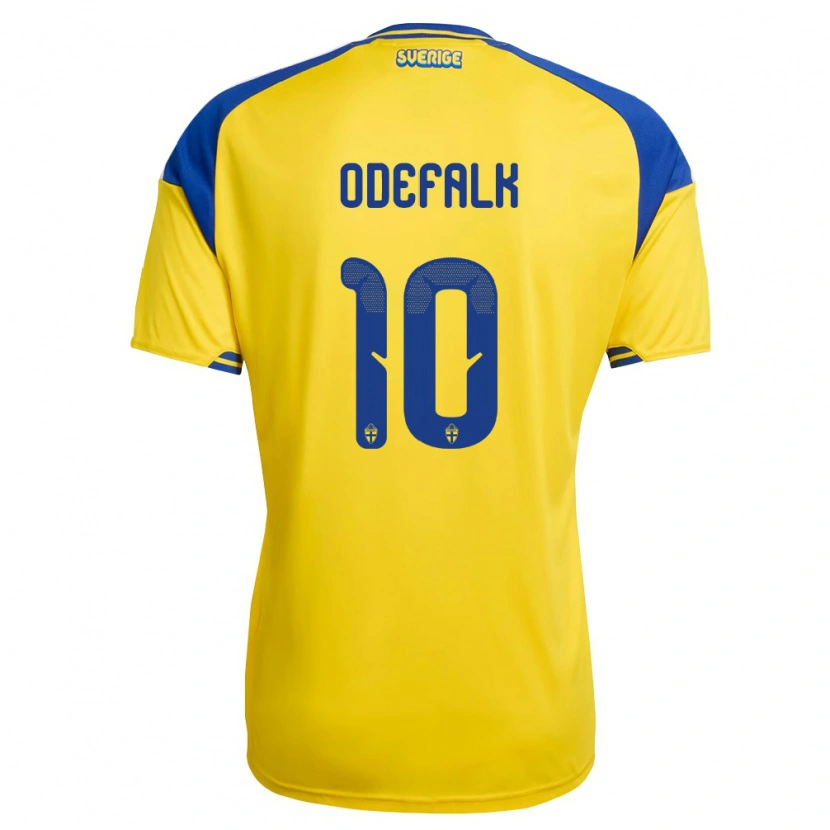 Danxen Niño Camiseta Suecia Alexander Odefalk #10 Amarillo Azul Blanco 1ª Equipación 26-28 La Camisa
