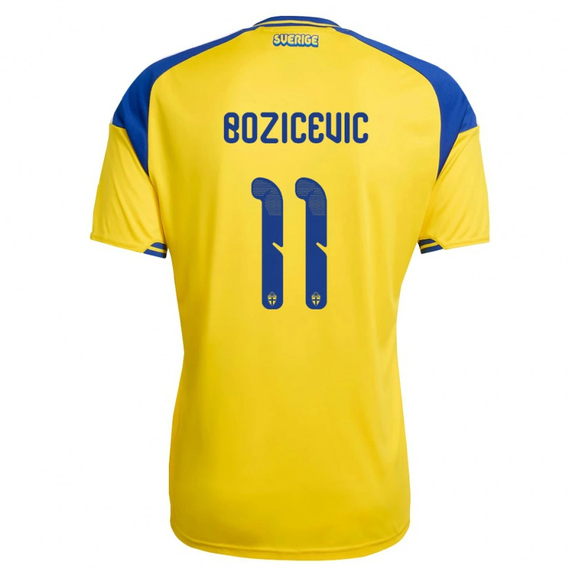 Danxen Niño Camiseta Suecia Fred Božičević #11 Amarillo Azul Blanco 1ª Equipación 26-28 La Camisa