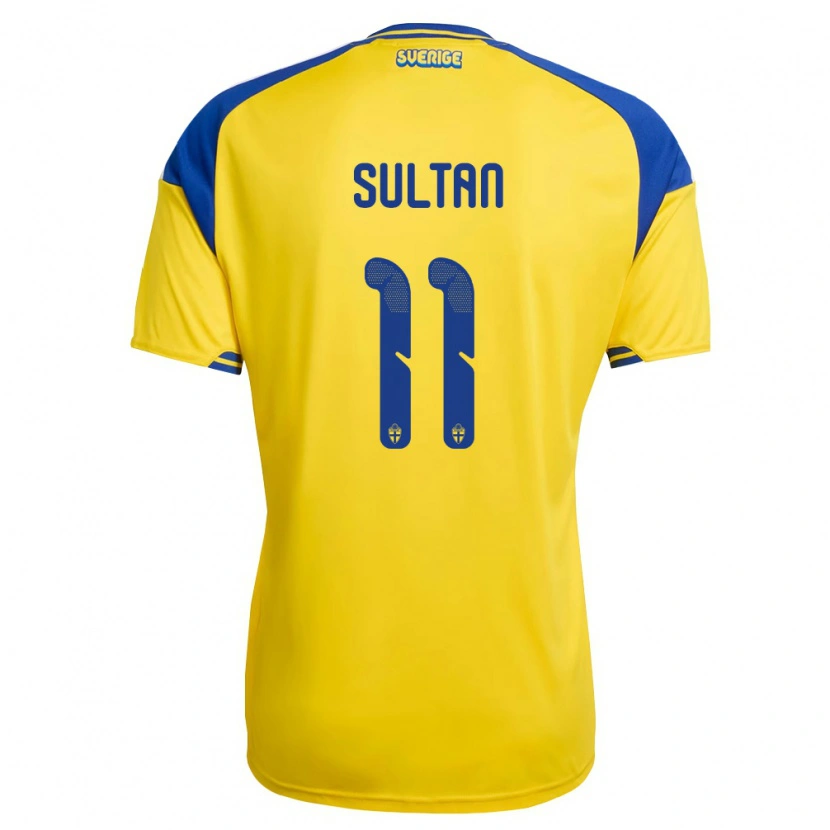 Danxen Niño Camiseta Suecia Haydar Sultan #11 Amarillo Azul Blanco 1ª Equipación 26-28 La Camisa