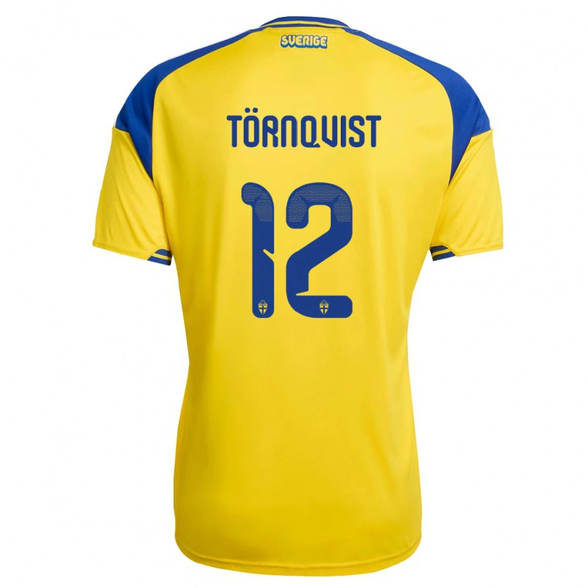 Danxen Niño Camiseta Suecia Noel Törnqvist #12 Amarillo Azul Blanco 1ª Equipación 26-28 La Camisa