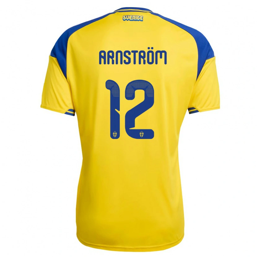 Danxen Niño Camiseta Suecia Vincent Arnström #12 Amarillo Azul Blanco 1ª Equipación 26-28 La Camisa